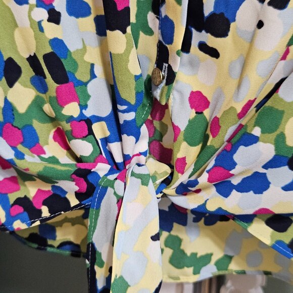 Investments Multi Color Tie Front Blouse - Picture 2 of 5